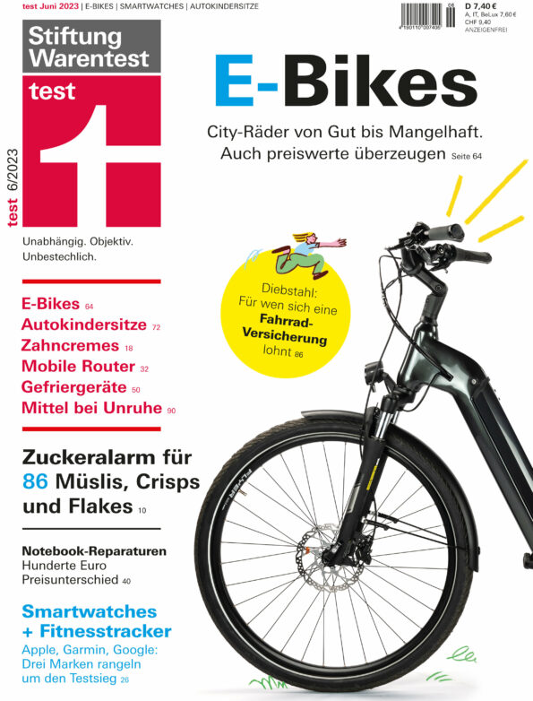 Cover Stitung Warentest Heft 6/2023 Fahrräder E-bike Flyer