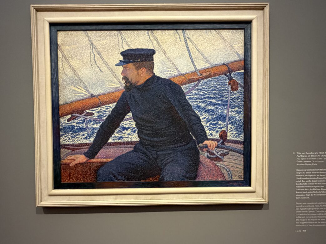 Theo van Rysselberghe (1826-1962), Paul Signac am steuer der Olympia, 1896, Öl auf Leinwand, Archives Signac Paris